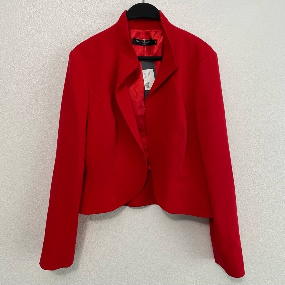Joeffer Caoc Women's Cherry Red Open Front Jacket 10 Old Money Quiet Luxury